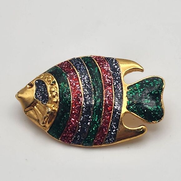 Vintage Giovanni Striped Fish Brooch - Picture 1 of 5